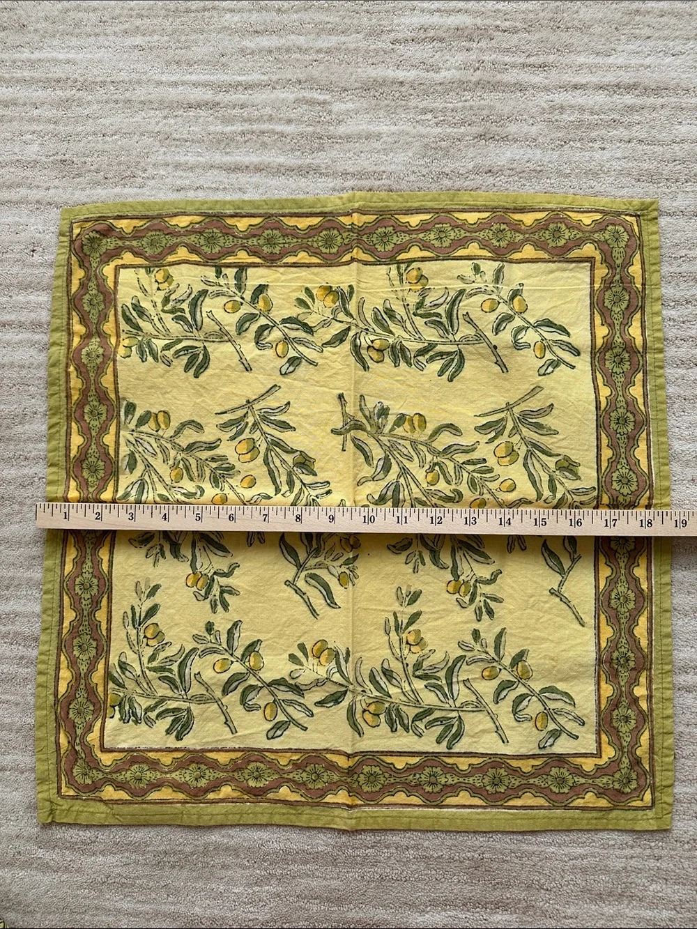 Set of 4 Couleur Nature Olive Tree Napkins Yellow/Green Designed by Bruno Lamy